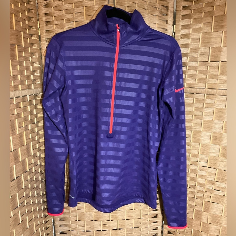 Nike Pro DriFit Striped Half-Zip Long-sleeve